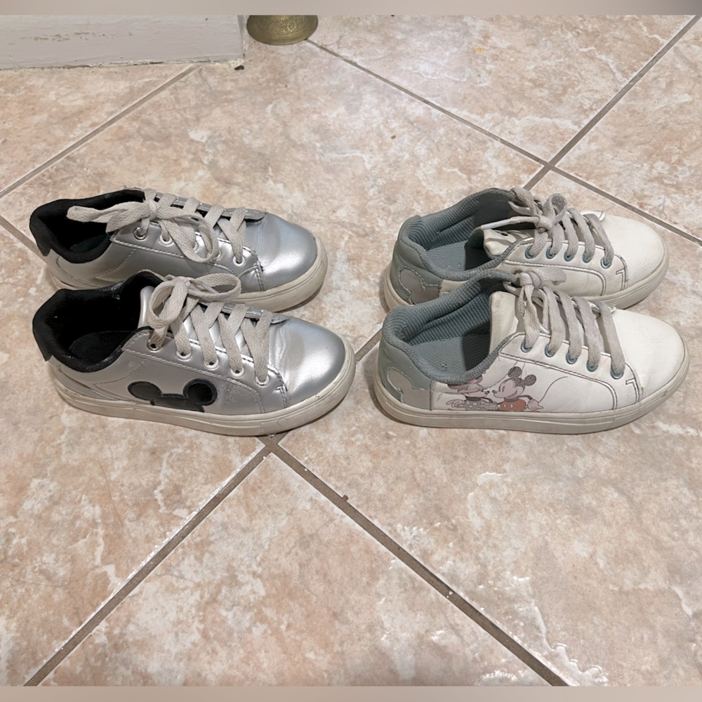 2 pairs of girls Disney sneakers size 11